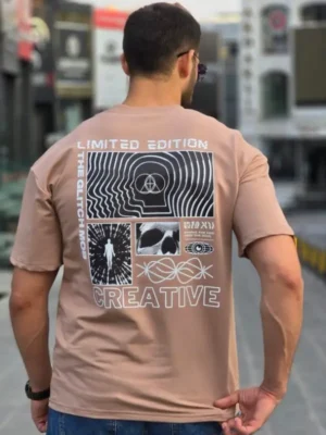 Amarenz baski ön ve arka oversize tişört CREATIVE