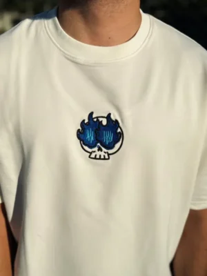 Amarenz nakiş oversize tişört broning skull