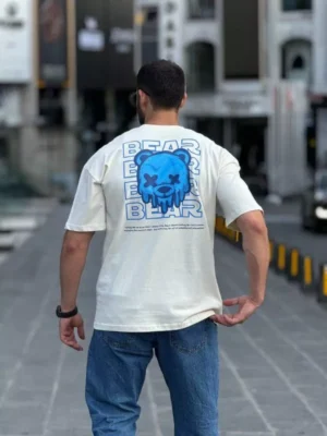 Amarenz baski ön ve arka oversize tişört BEAR