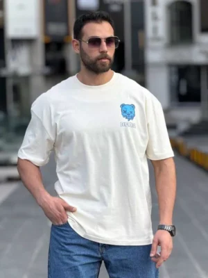 Amarenz baski ön ve arka oversize tişört BEAR