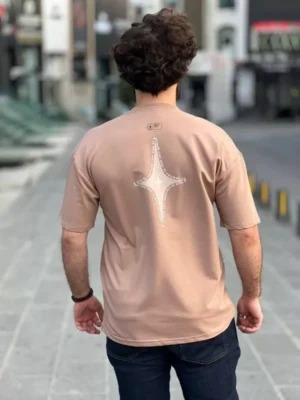 Amarenz baski ön ve arka oversize tişört one star enough