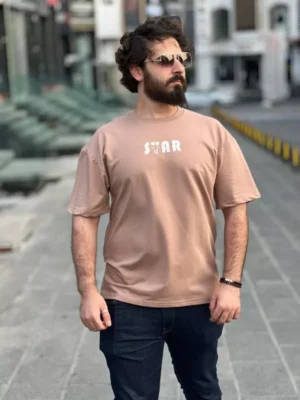 Amarenz baski ön ve arka oversize tişört one star enough