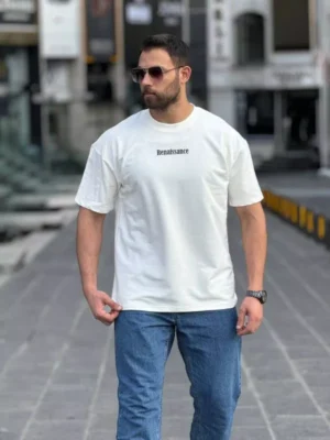 Amarenz baski ön ve arka oversize tişört renaissance