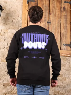 Amarenz Üç İplik Baskılı ön ve arka Sweatshirt DOUBT