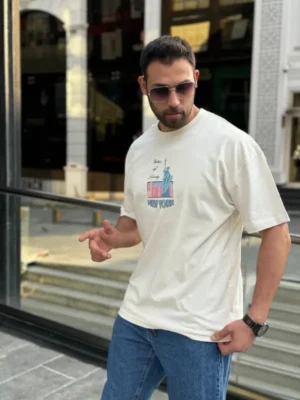 Amarenz baski ön oversize tişört New York