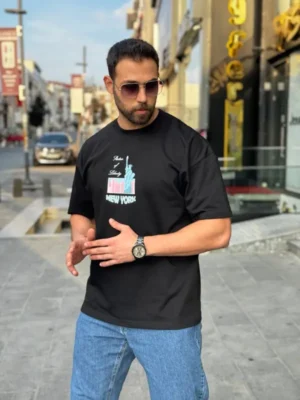 Amarenz baski ön oversize tişört New York