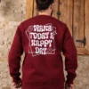 Amarenz Üç İplik Baskılı ön ve arka Sweatshirt make happy